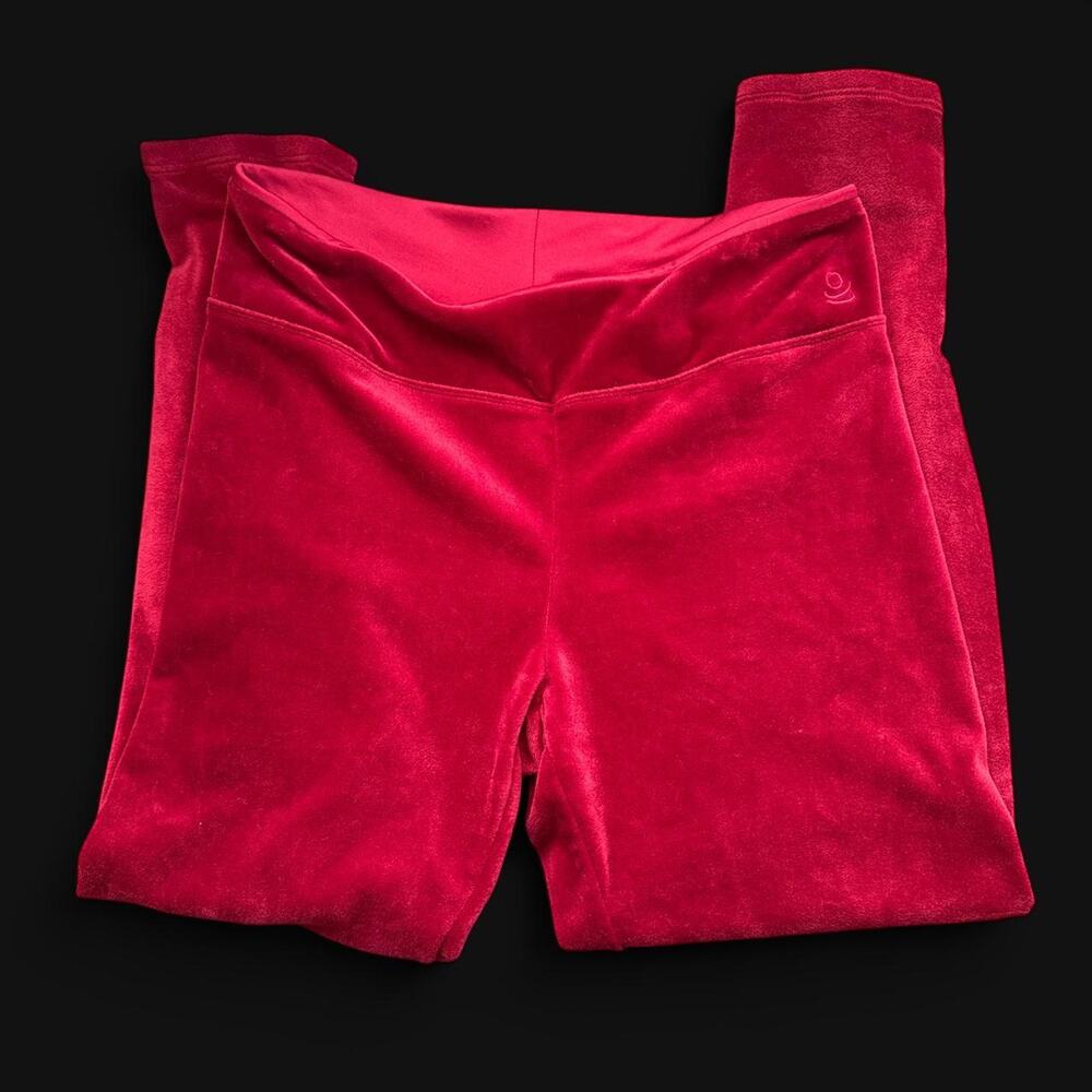 cuddl duds Red plush velour leggings
